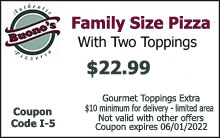 Family Size Pizza with Two Toppings $22.99