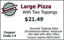 Large Pizza with Two Toppings $21.49