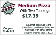 Medium Pizza with Two Toppings $17.39